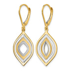 14K with Rhodium Polished Leverback Earrings