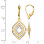 14K with Rhodium Polished Leverback Earrings