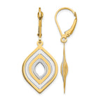 14K with Rhodium Polished Leverback Earrings