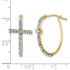 14K Crystals Polished Cross Hoop Earrings