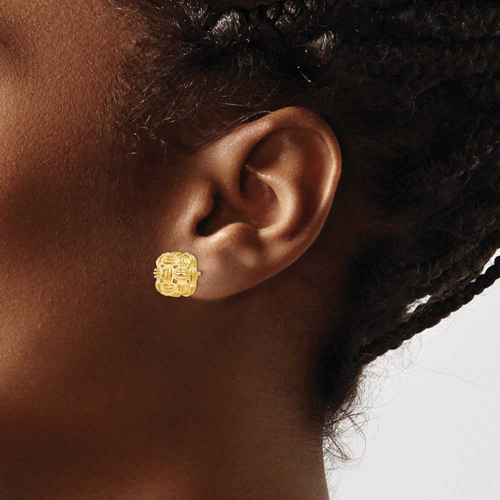 14K D/C Basketweave Post Earrings