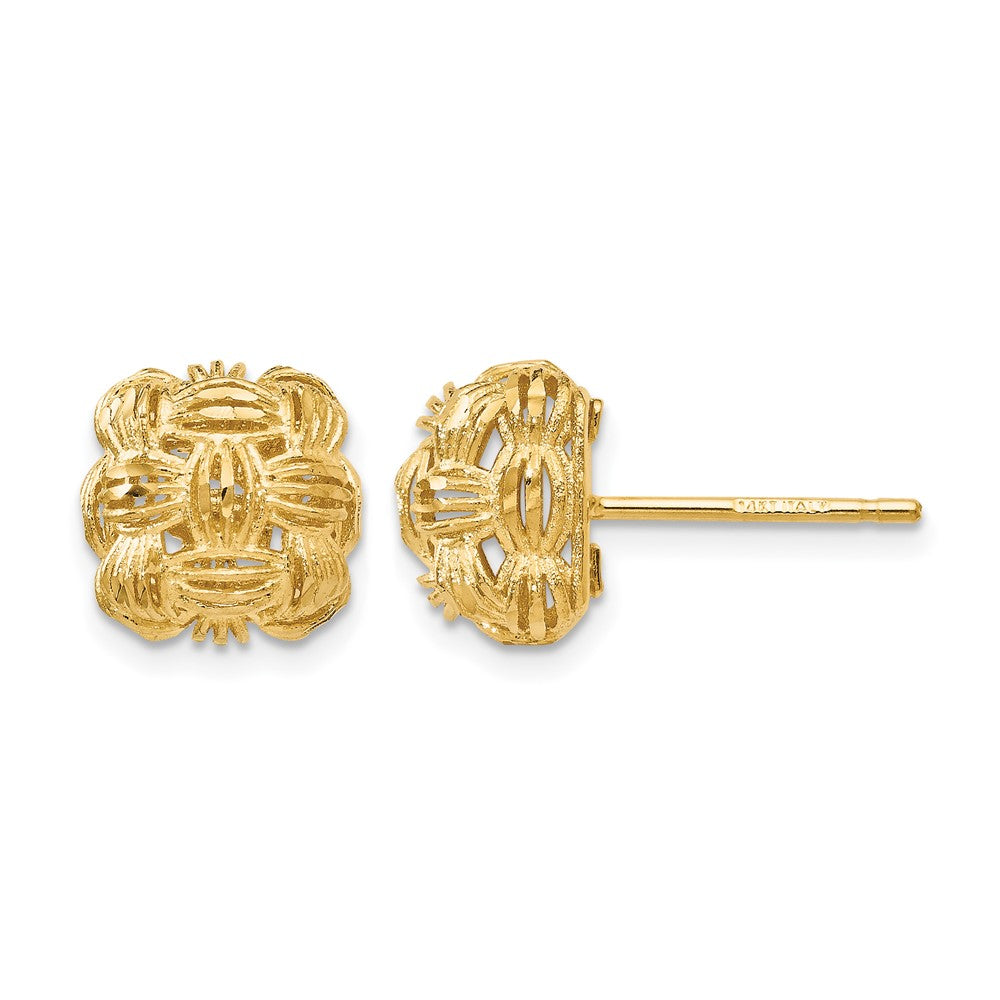 14K D/C Basketweave Post Earrings