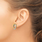 14K w/ White Rhodium Fancy Twisted Oval Post Earrings