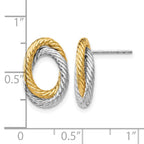 14K w/ White Rhodium Fancy Twisted Oval Post Earrings