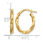 14K Polished and Textured Hoop Earrings
