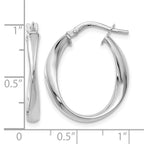 14K with White Rhodium Plating Polished Hoop Earrings