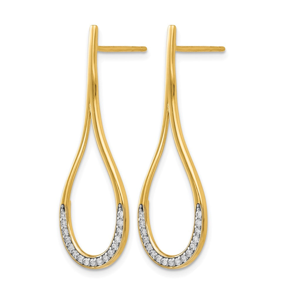 14K CZ Post Dangle Earrings