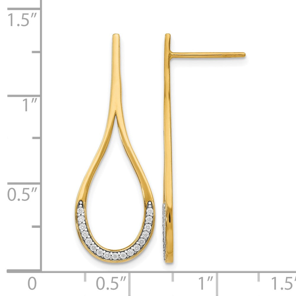 14K CZ Post Dangle Earrings