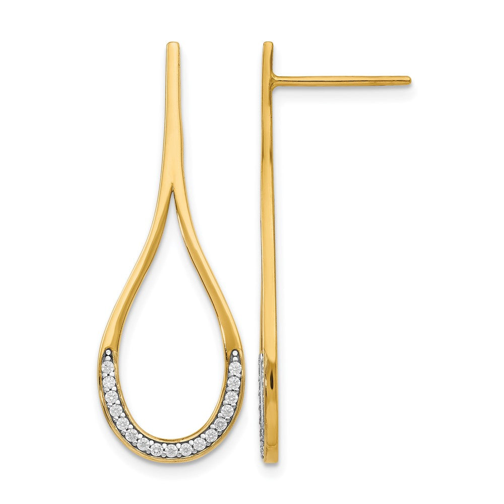 14K CZ Post Dangle Earrings