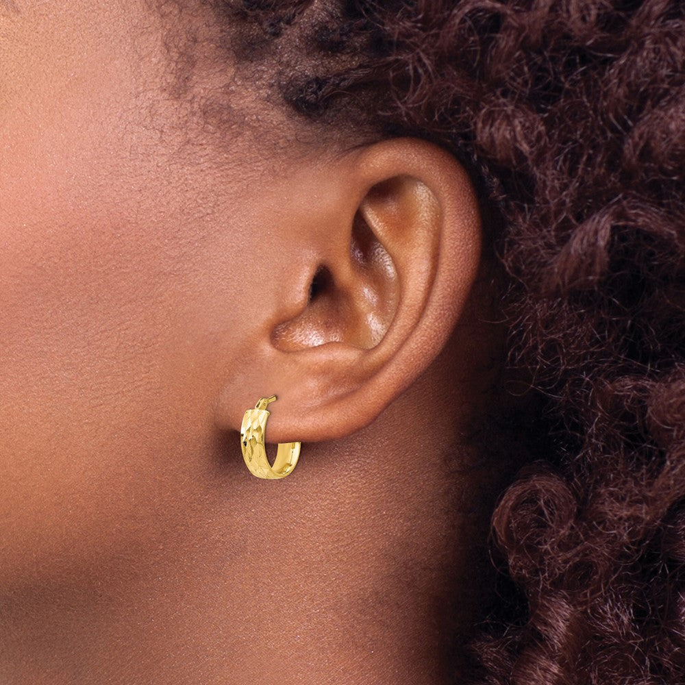 14K Polished and D/C Hoop Earrings