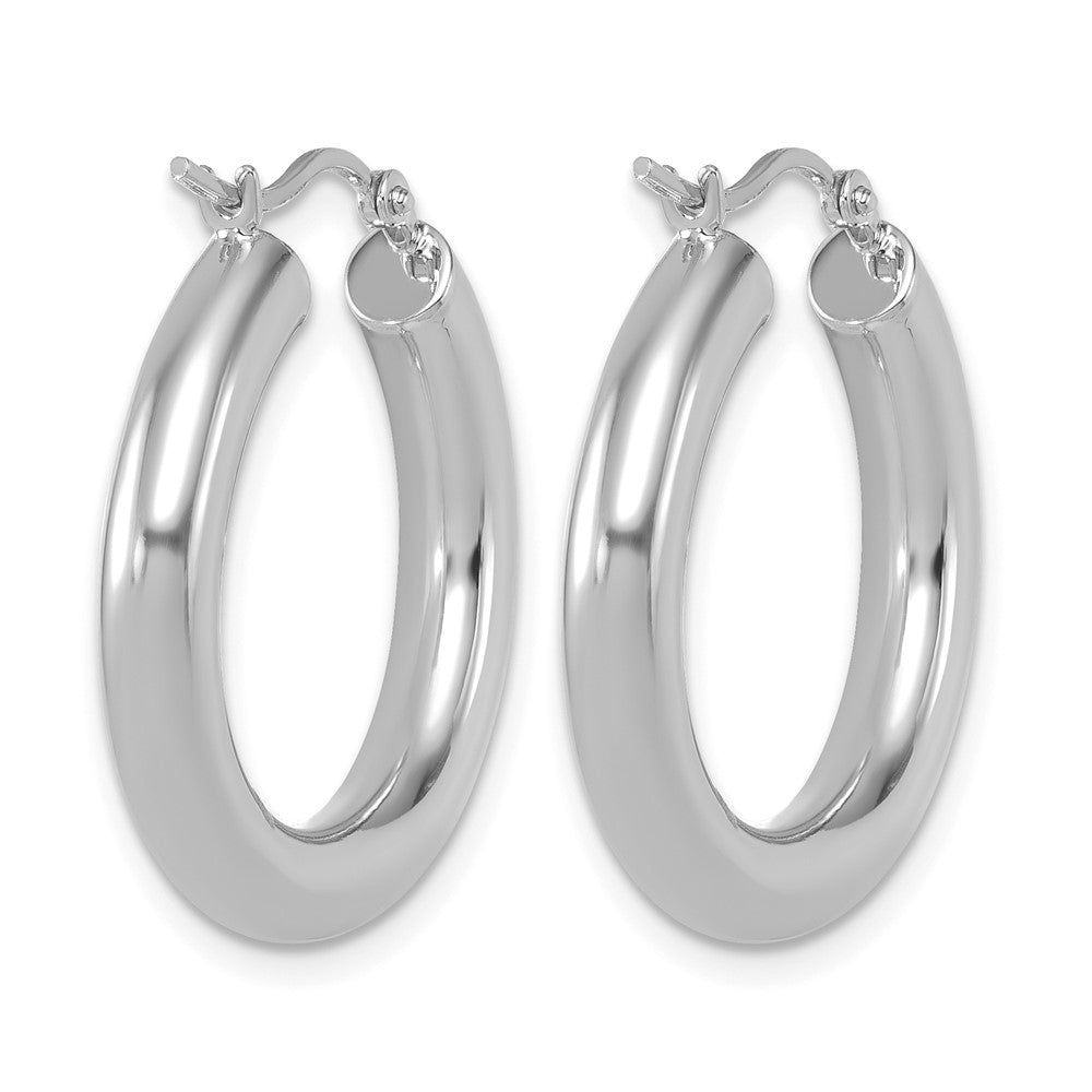 14K White Gold Polished Lightweight Hoop Earrings