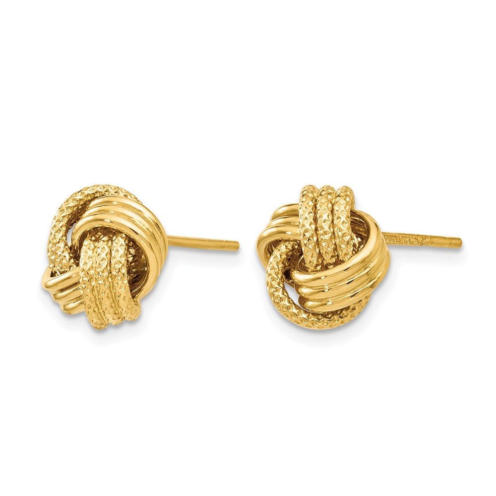 14K Polished Textured Love Knot Earrings