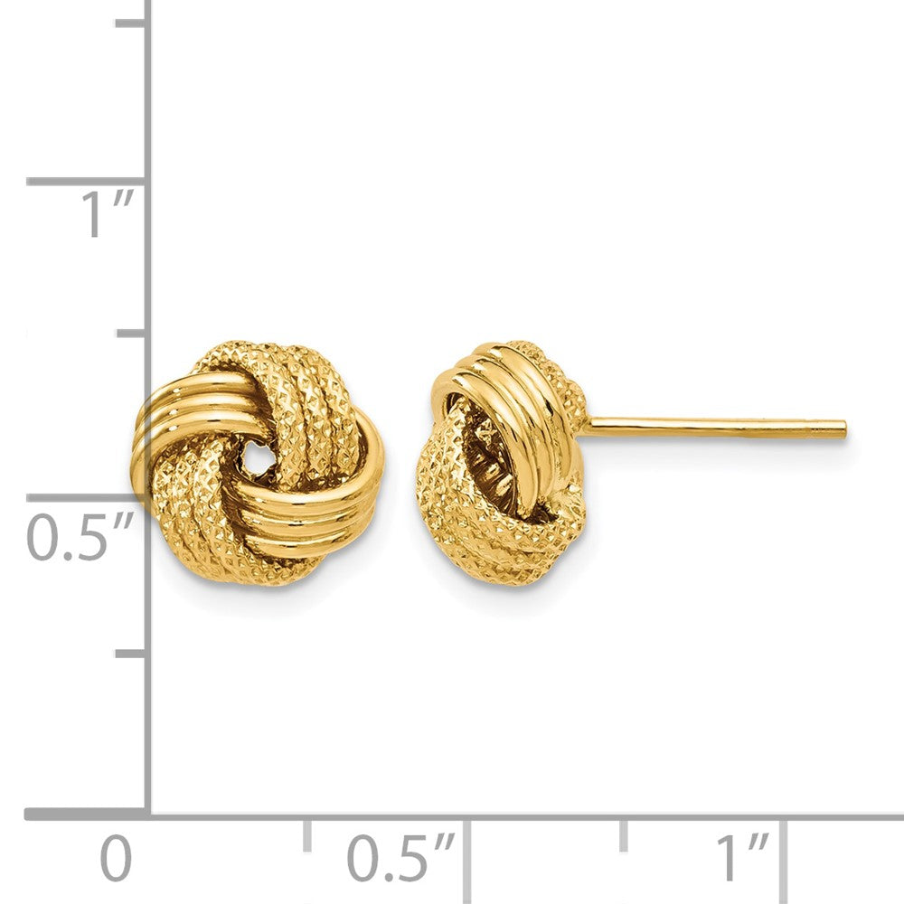14K Polished Textured Love Knot Earrings