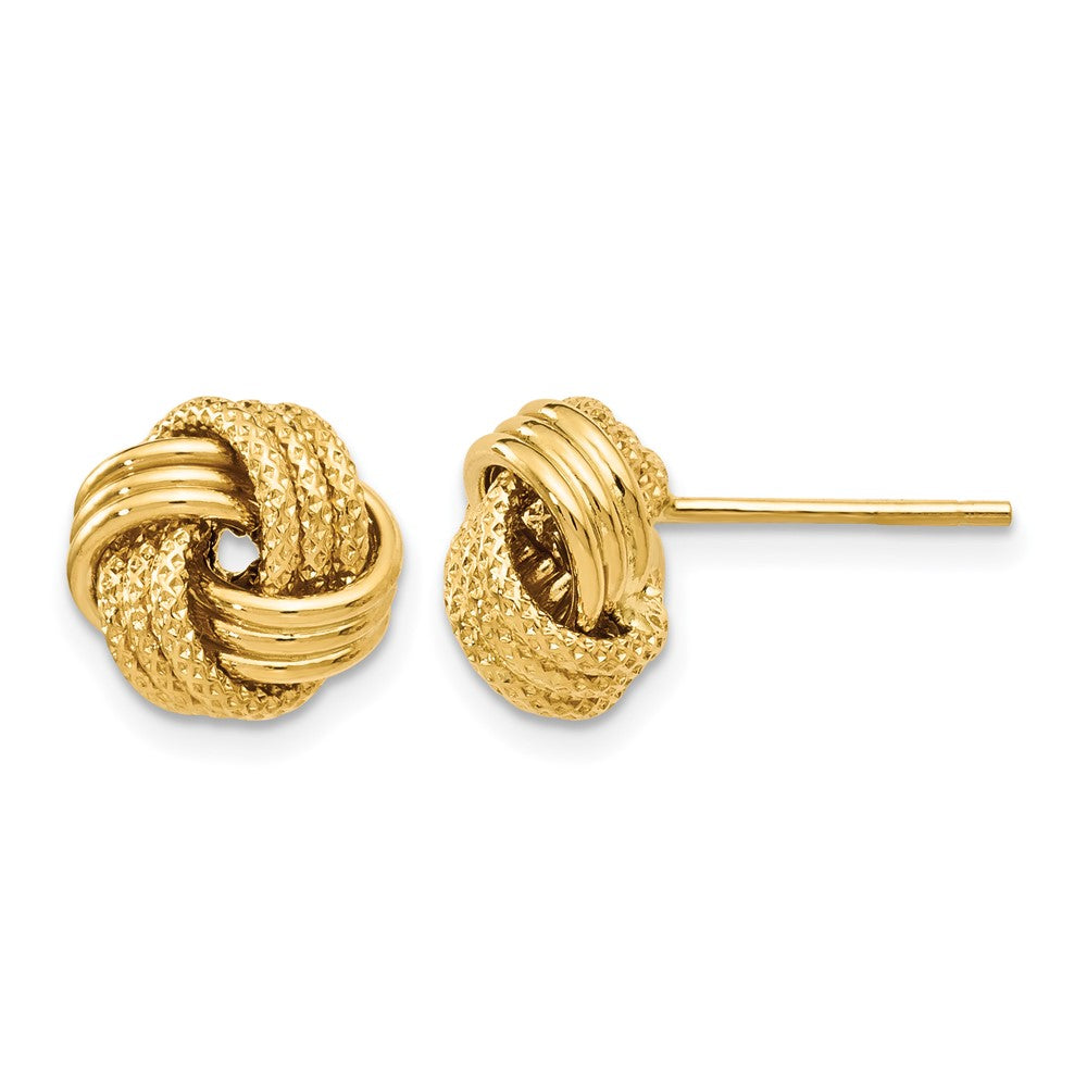 14K Polished Textured Love Knot Earrings