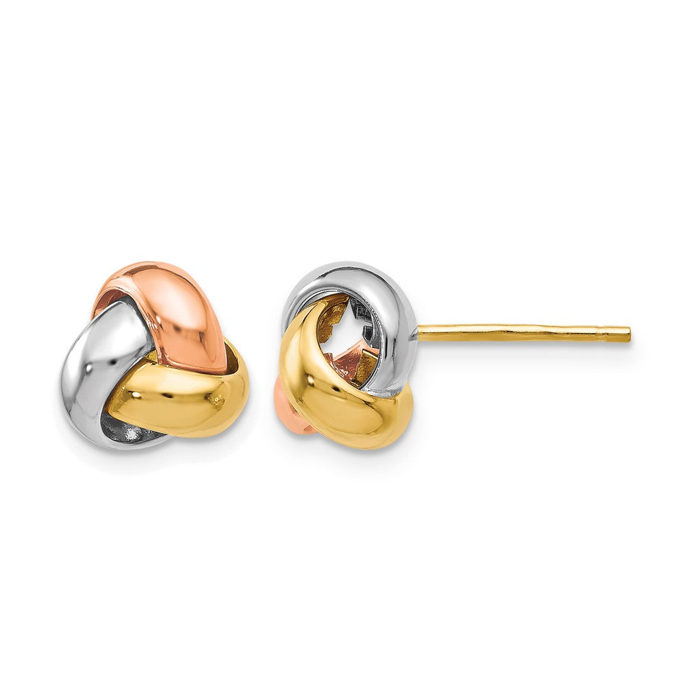 14K Tri-Color Polished Love Knot Earrings