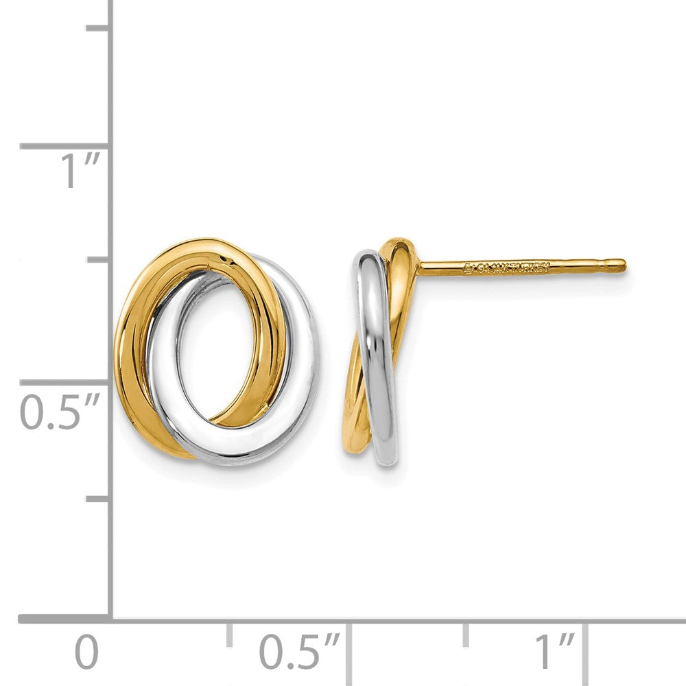 14K Two-tone Polished Love Knot Earrings