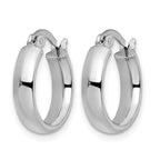 14K with White Rhodium Plating Polished Hoop Earrings