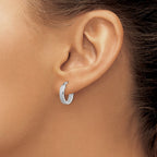 14K with White Rhodium Plating Polished Hoop Earrings
