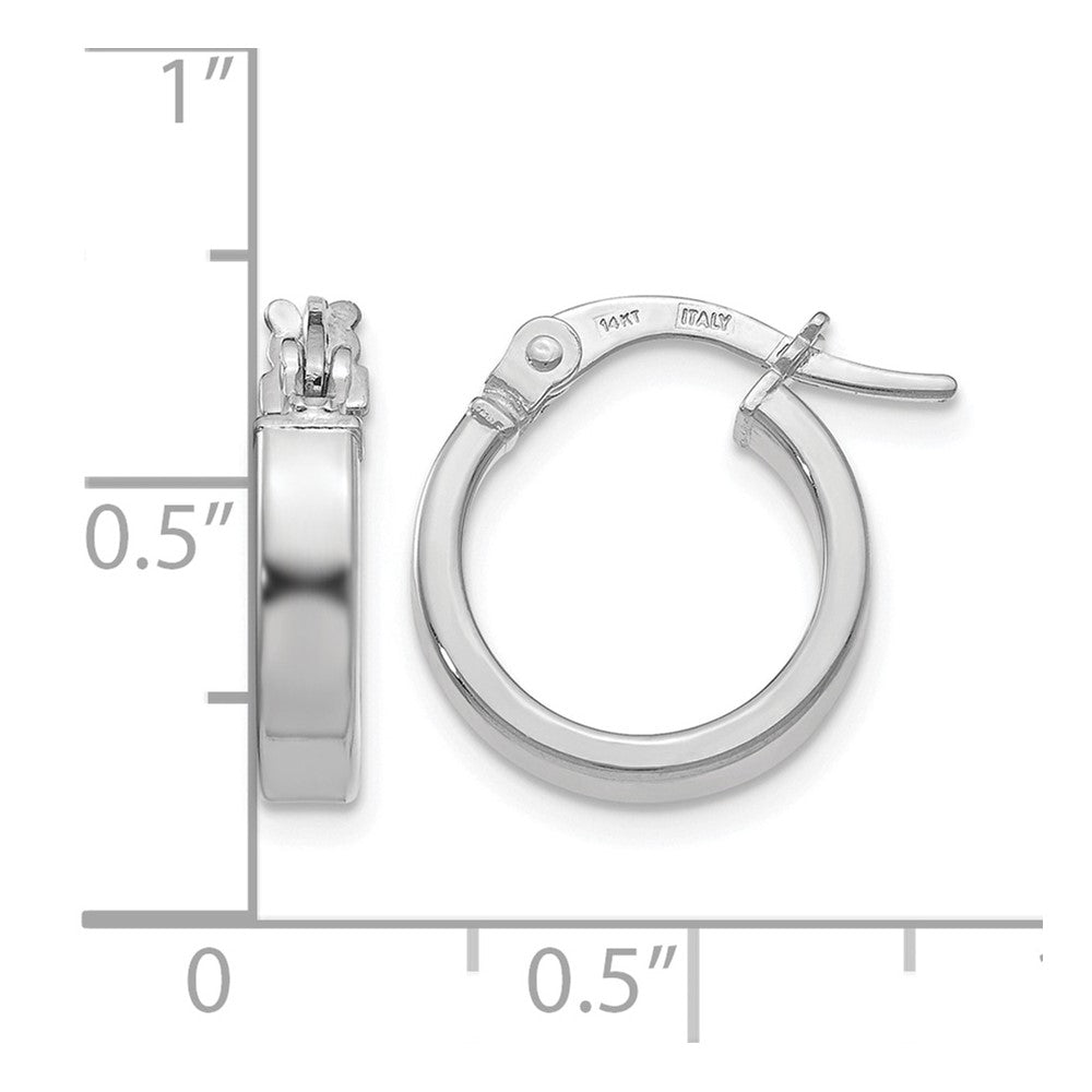 14K with White Rhodium Plating Polished Hoop Earrings