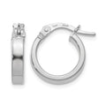 14K with White Rhodium Plating Polished Hoop Earrings