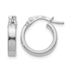 14K with White Rhodium Plating Polished Hoop Earrings