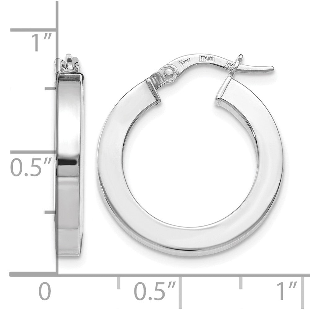14K with White Rhodium Plating Polished Hoop Earrings