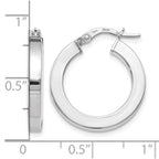 14K with White Rhodium Plating Polished Hoop Earrings