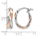 14K with White Rhodium and Rose Gold Plating Polished Hinged Hoop Earrings