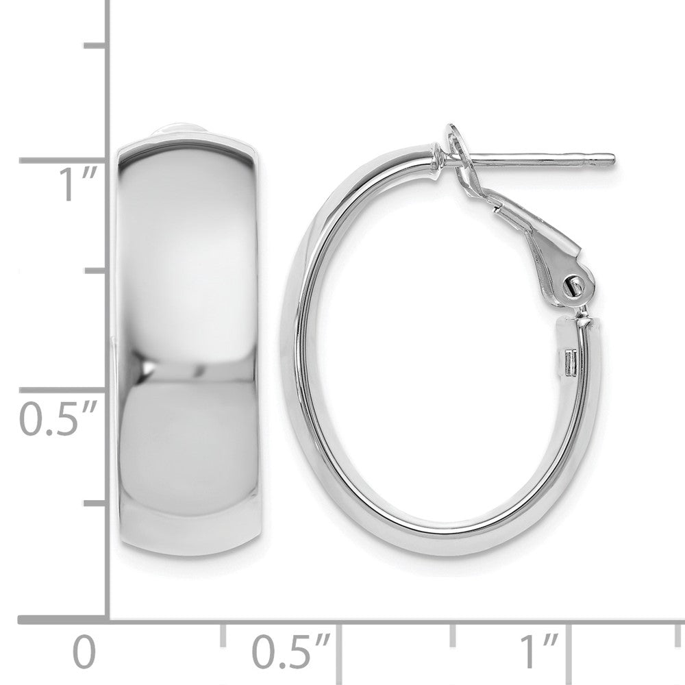 14K with White Rhodium Plating Polished Hoop Earrings