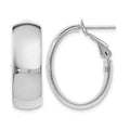 14K with White Rhodium Plating Polished Hoop Earrings