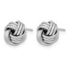14K with White Rhodium Plating Knot Polished D/C Post Earrings