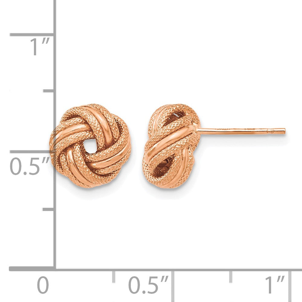 14K with Rose Gold Plating Knot Polished D/C Post Earrings