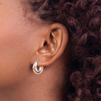 14K White Gold Rose-plated Polished Hoop Earrings