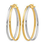 14K with Rhodium Polished Hoop Earrings