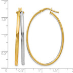 14K with Rhodium Polished Hoop Earrings