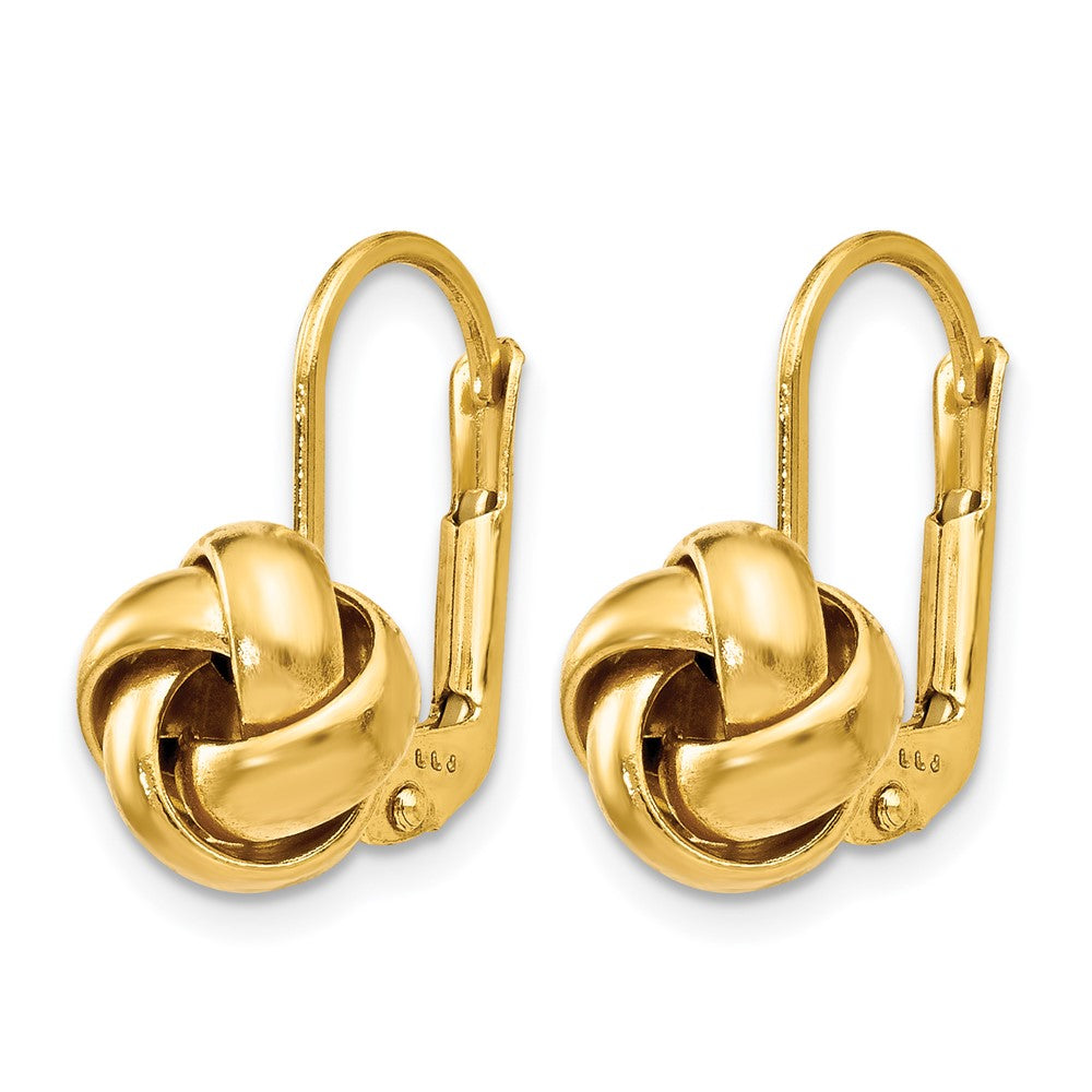 14K Polished Love Knot Leverback Earrings
