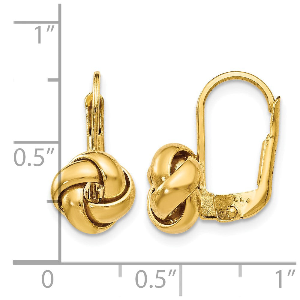 14K Polished Love Knot Leverback Earrings