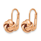 14K & Rose Gold Plated Polished Love Knot Leverback Earrings