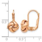 14K & Rose Gold Plated Polished Love Knot Leverback Earrings