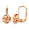 14K & Rose Gold Plated Polished Love Knot Leverback Earrings