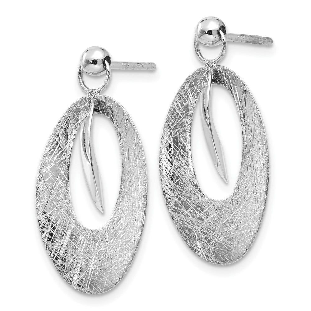 14K White Gold Pol and Scratch Finish Oval Reversible Post Earring