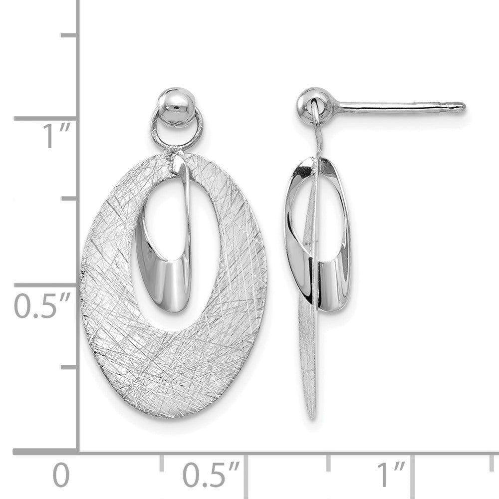 14K White Gold Pol and Scratch Finish Oval Reversible Post Earring