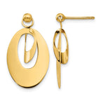 14K Polished and Scratch Finish Oval Post Earrings