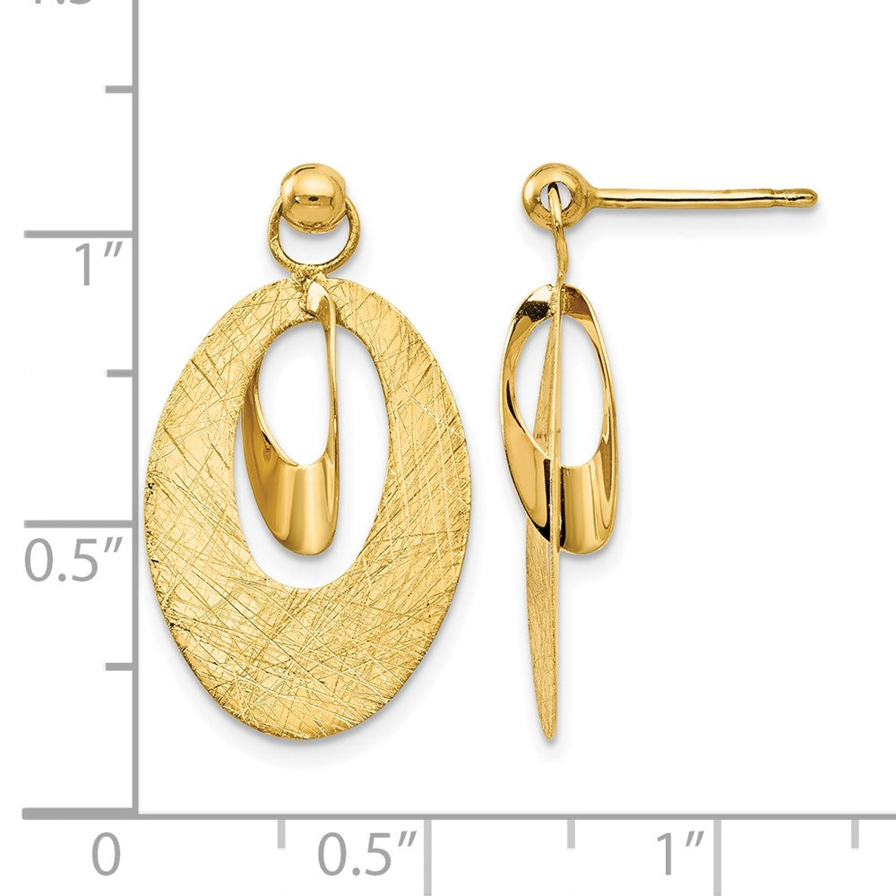 14K Polished and Scratch Finish Oval Post Earrings
