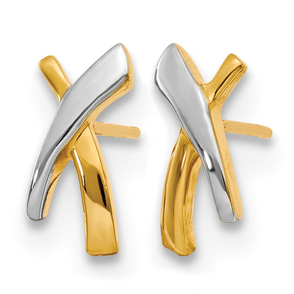 14K w/Rhodium X Post Earrings