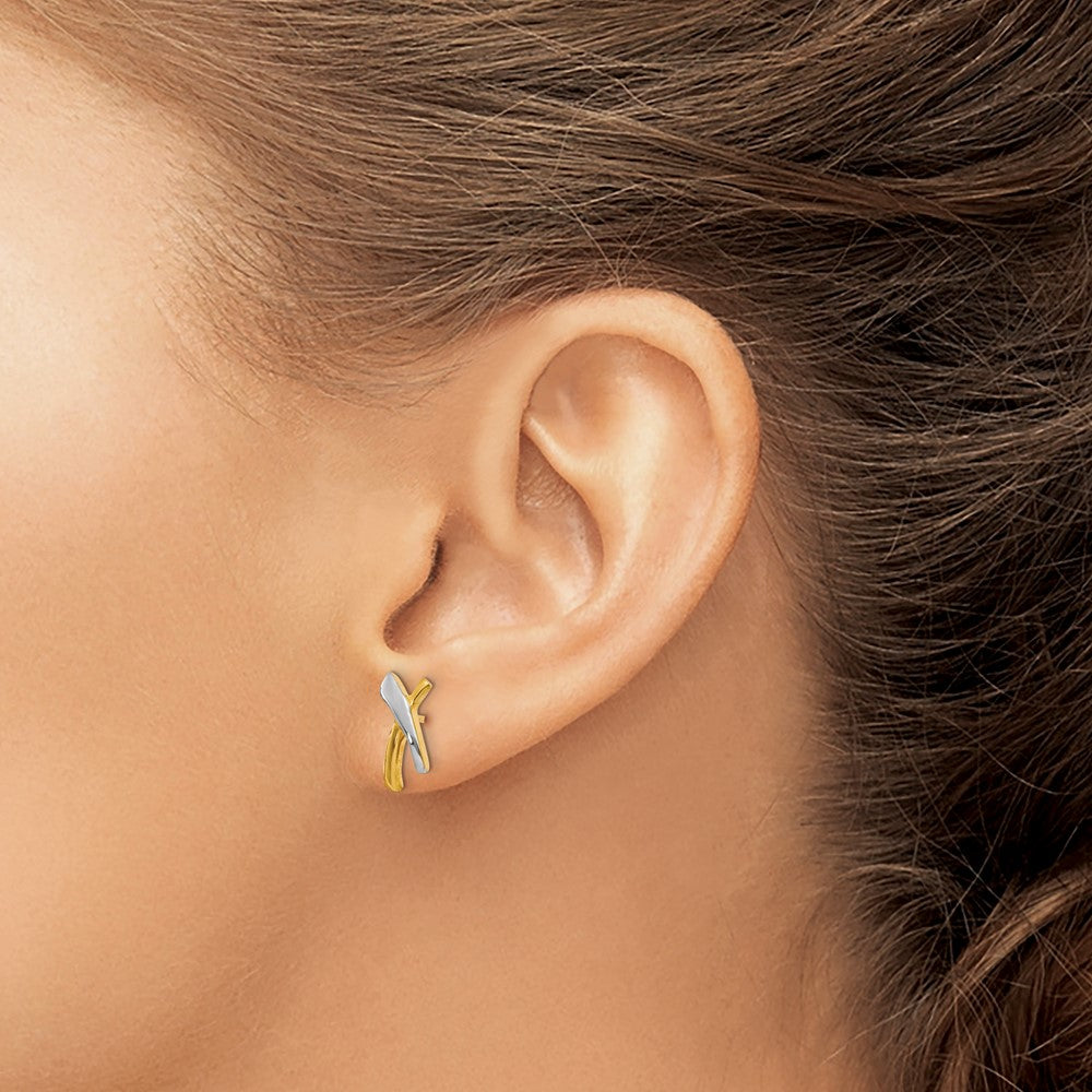 14K w/Rhodium X Post Earrings