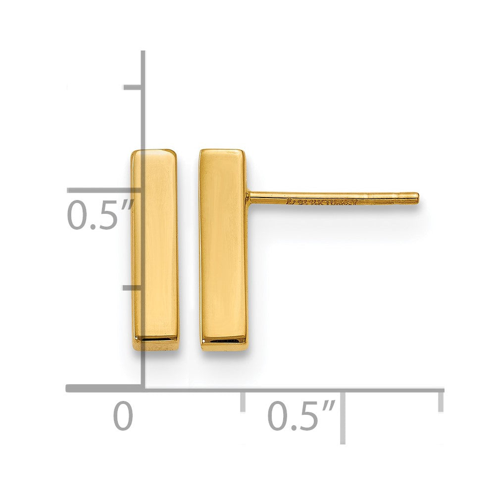 14K Polished Post Bar Earrings