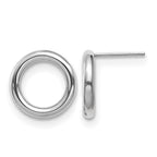 14K White Gold Polished Circle Post Earrings