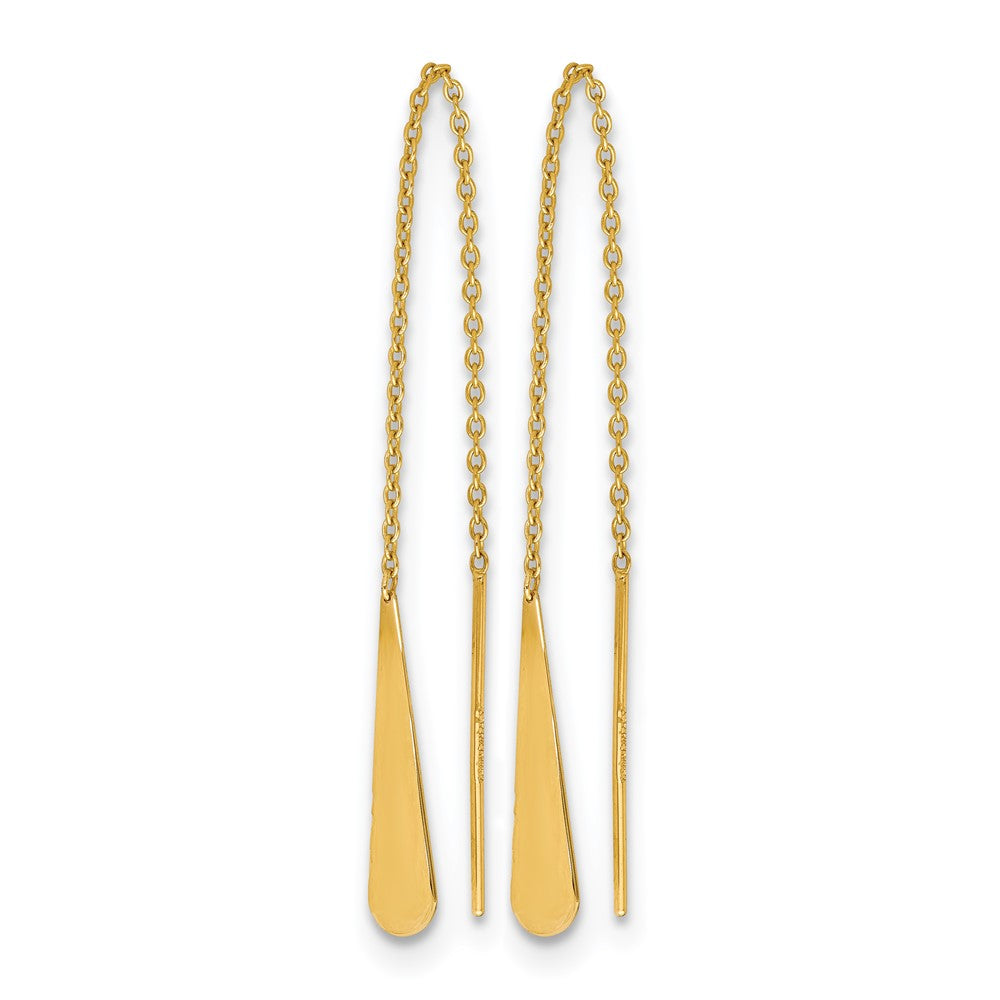 14K Polished Tear Drop Threader Earrings