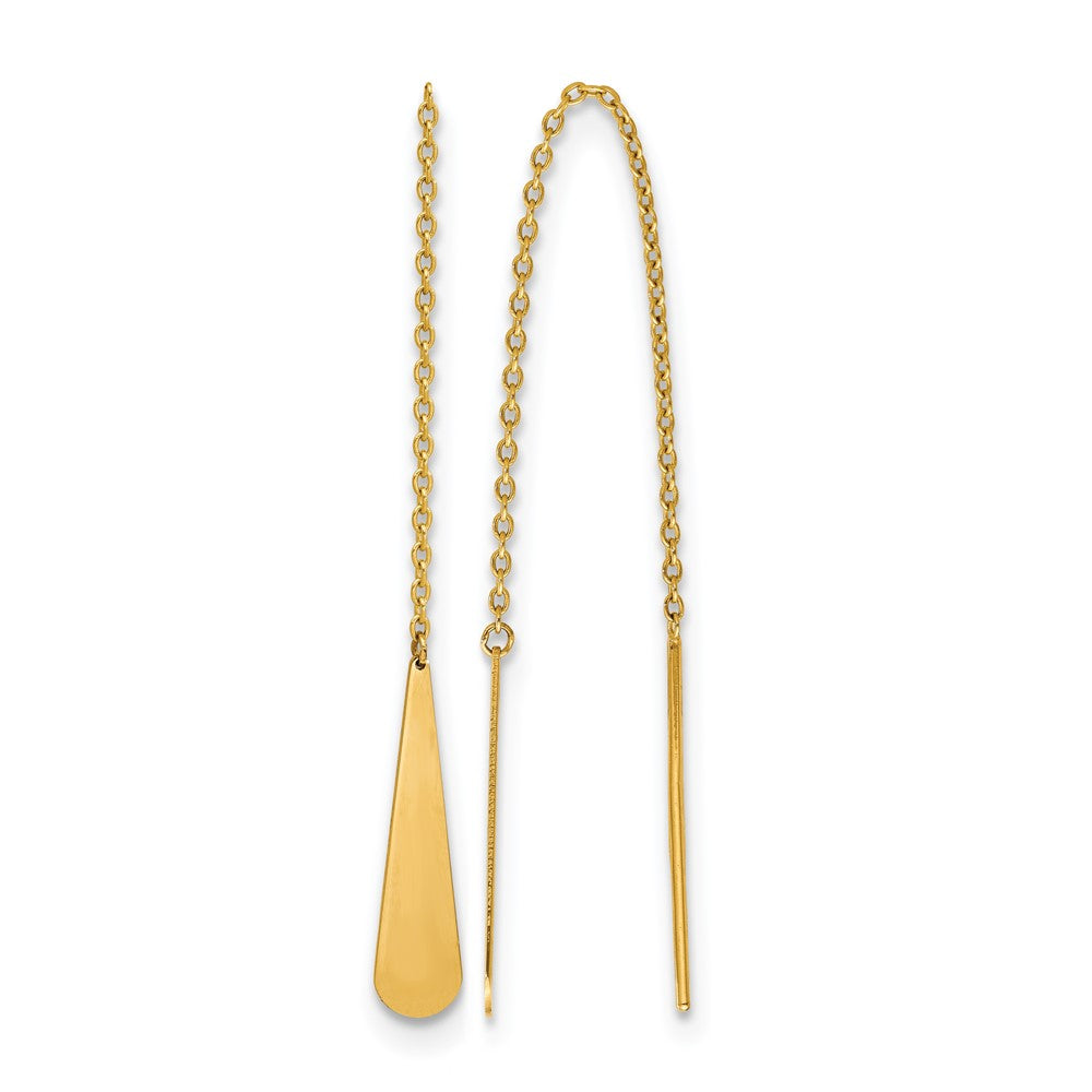 14K Polished Tear Drop Threader Earrings